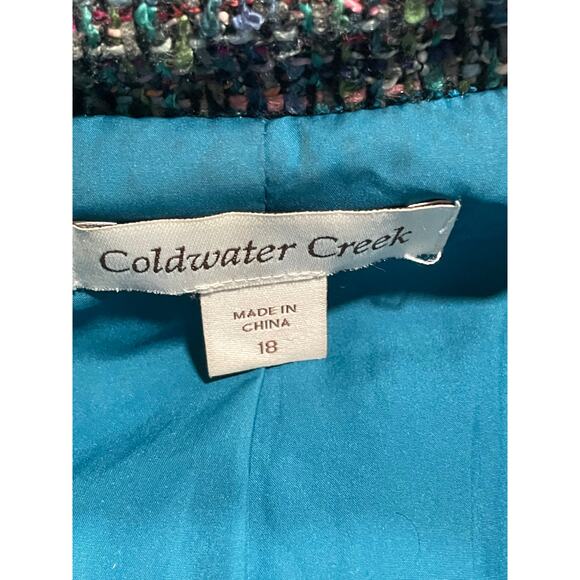 Coldwater Creek Full Zip Tweed Boucle Jacket Womens Plus Size 18 Lined Blue - Picture 6 of 12